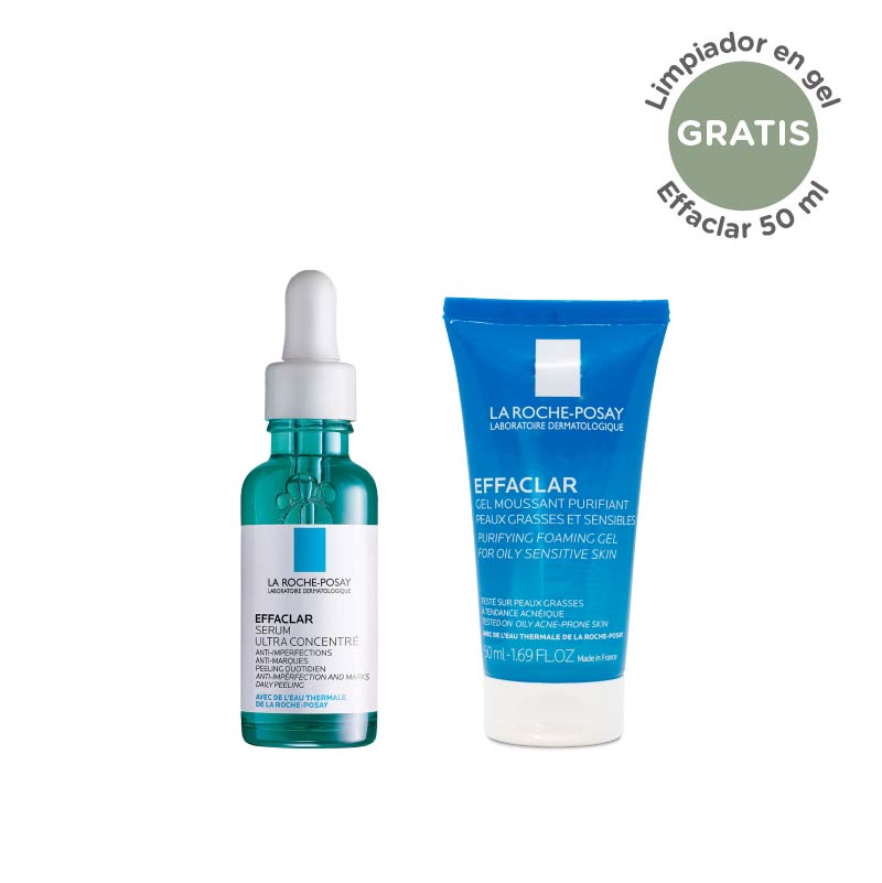 El dúo Perfecto LA ROCHE-POSAY Effaclar Sérum Facial Anti-imperfecciones 30ml + GRATIS Effaclar Gel Limpiador 50ml