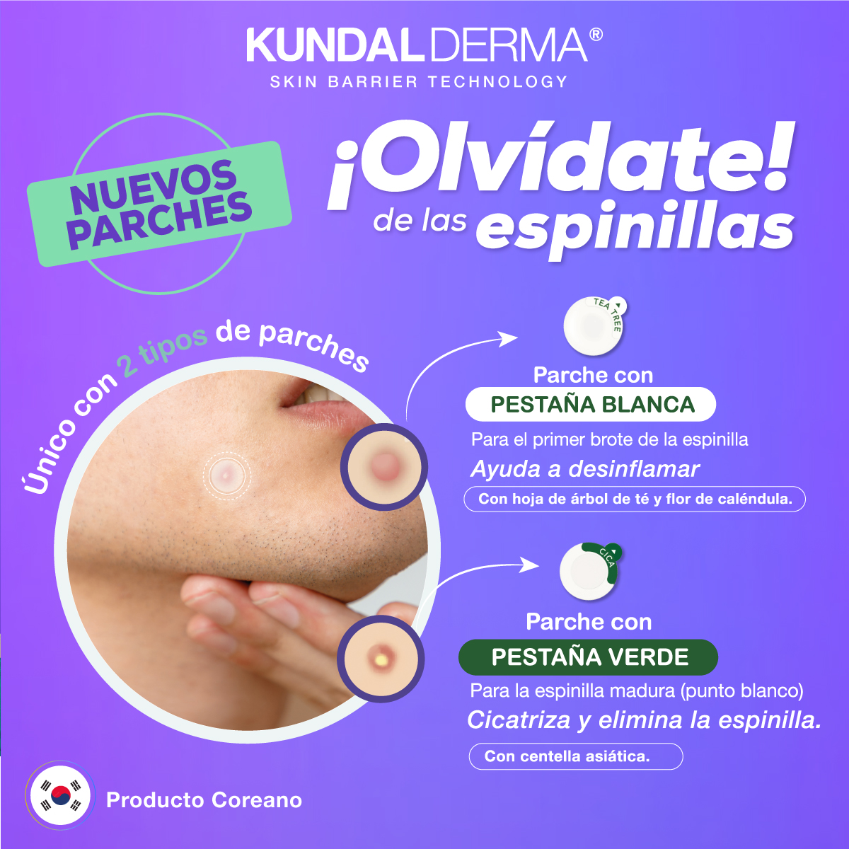 KUNDAL DERMA Parches para las espinillas 120 Unidades