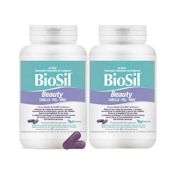 Pack 2X1 Biosil Beauty + Biotina 60 Cápsulas Generador De Colágeno