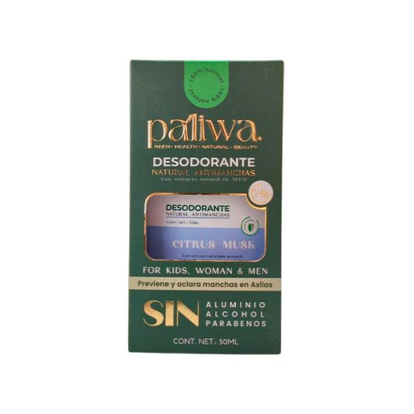 Paliwaneem - Desodorante Natural De Neem Anti Manchas Citrus Musk 50Ml