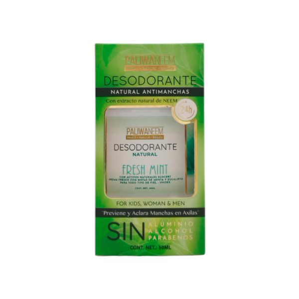 Paliwaneem - Desodorante Natural De Neem Anti Manchas Fresh Mint 50Ml