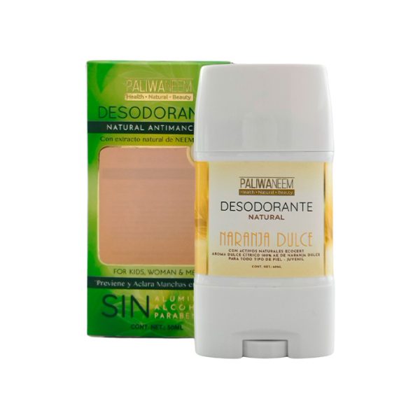 Paliwaneem - Desodorante Natural De Neem Anti Manchas Naranja Dulce 50Ml
