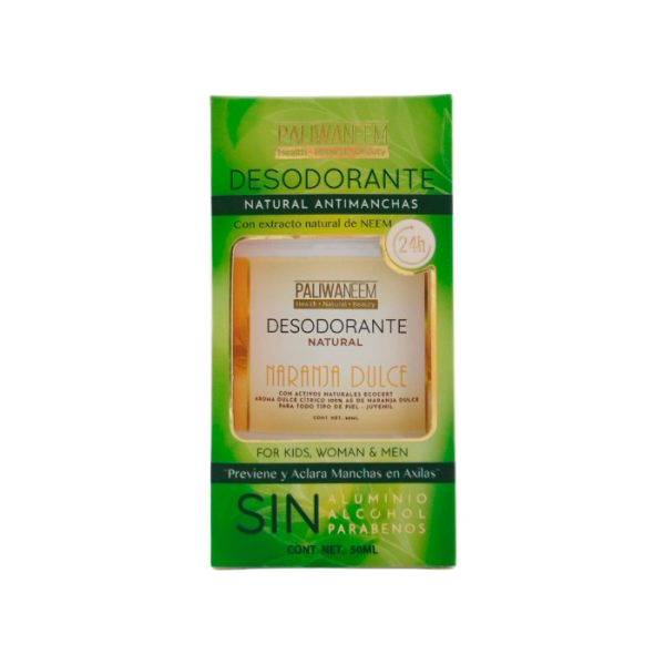 Paliwaneem - Desodorante Natural De Neem Anti Manchas Naranja Dulce 50Ml